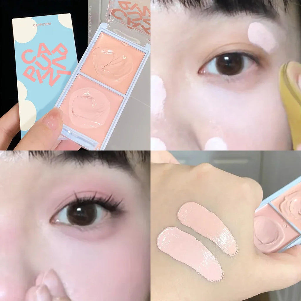 Creamy Pink Face Highlighter Palette Under Eye Brightening Waterproof Concealer Cream Like a Natural Ruddy Complexion Makeup Qme