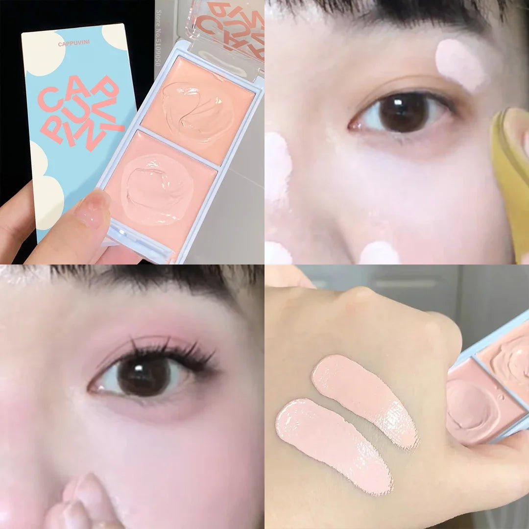 Creamy Pink Face Highlighter Palette Under Eye Brightening Waterproof Concealer Cream Like a Natural Ruddy Complexion Makeup Qme