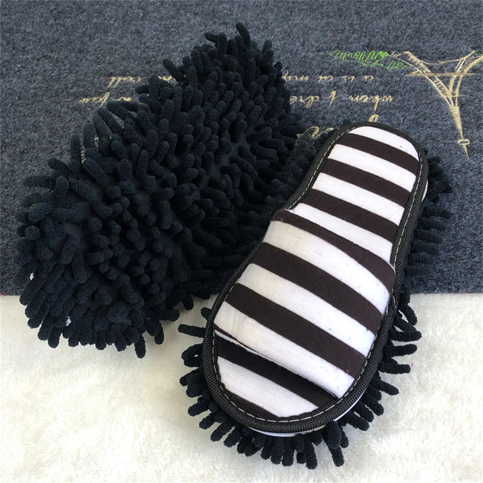 Floor Clean Socks Floor Slippers Lazy Open Toed Mop Slipper Home Use Soft Pure Color Cleaning Slipper Floor Slippers Mop Slipper Qme