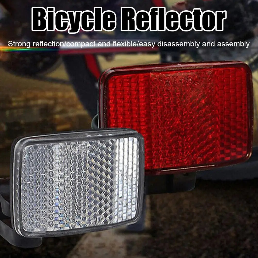 NEW Front & Rear Bike Bicycle Reflector Set Red White Fixings Mounting Bracket Warning Light Safety Lens Bicycle Accessorie Qme