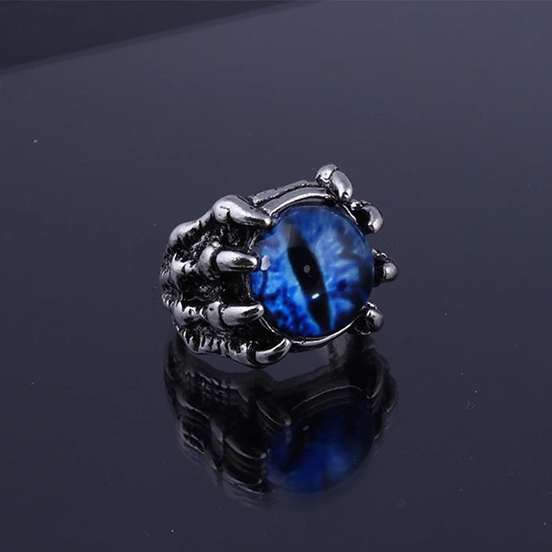 Fashion Creative Evil Dragon Eye Rings For Personality Male Punk Colors Ring Jewelry Men's Bar Night Club Accessories Gifts Qme Blue resizable