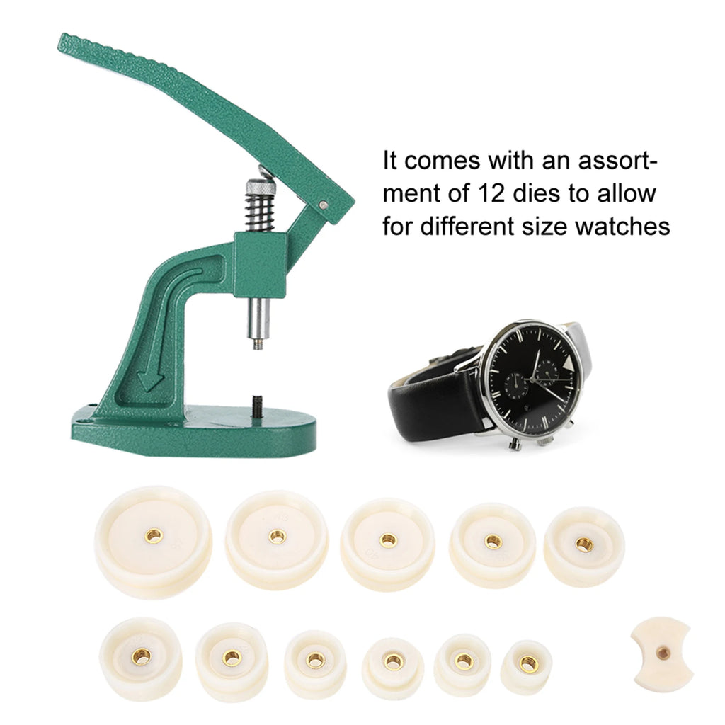 Crystal Watch Press Tool Wristwatch Back Case Cover Pressing with Dies Professional Repair Tool Watch Press for Watchmaker Qme
