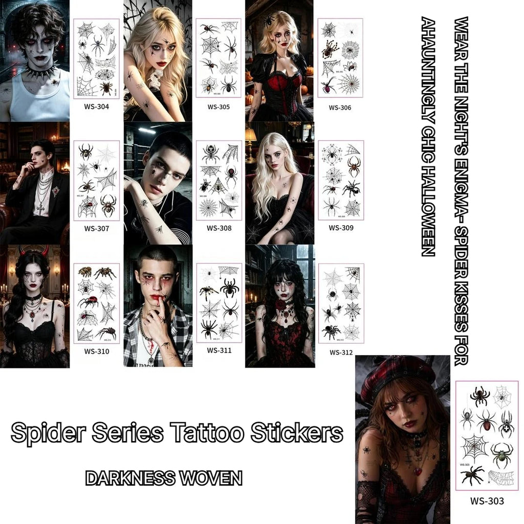 A European New 6/9Pcs Halloween Face Tattoo Stickers, Waterproof Realistic Freckle Spider Decals for Ghost Witch Cosplay Qme