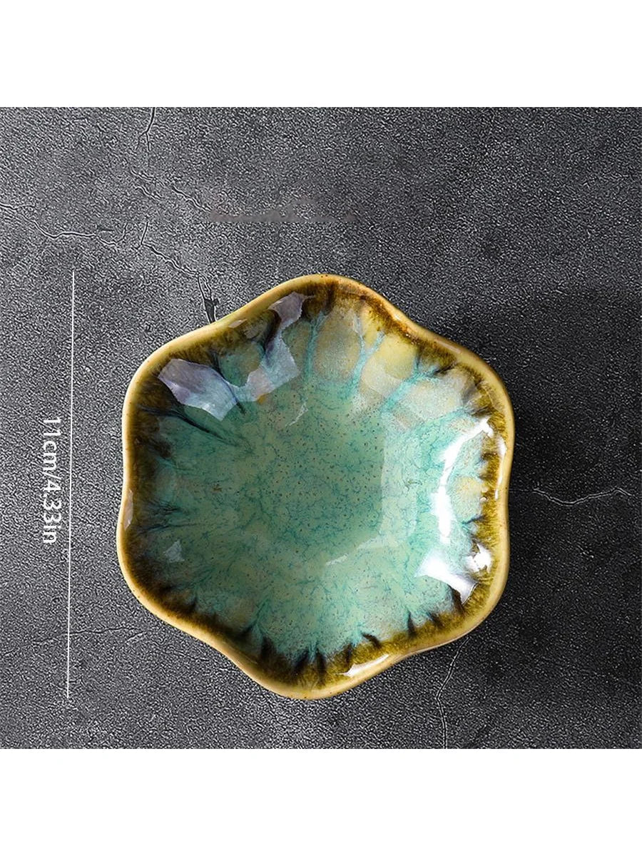 Ceramic Petal Shaped Jewelry Tray Simple Irregular Plate Storage Qme F