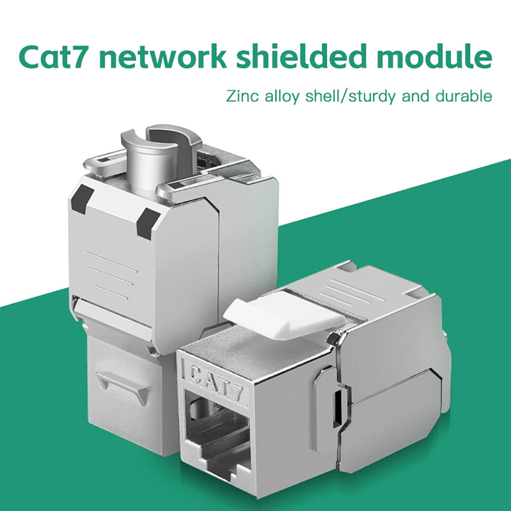 Free Crimping Network Shielded Module CAT6A CAT7 Zinc Alloy Shell RJ45 Keystone Jack Connector Network Insert Tool-Free Coupler Qme