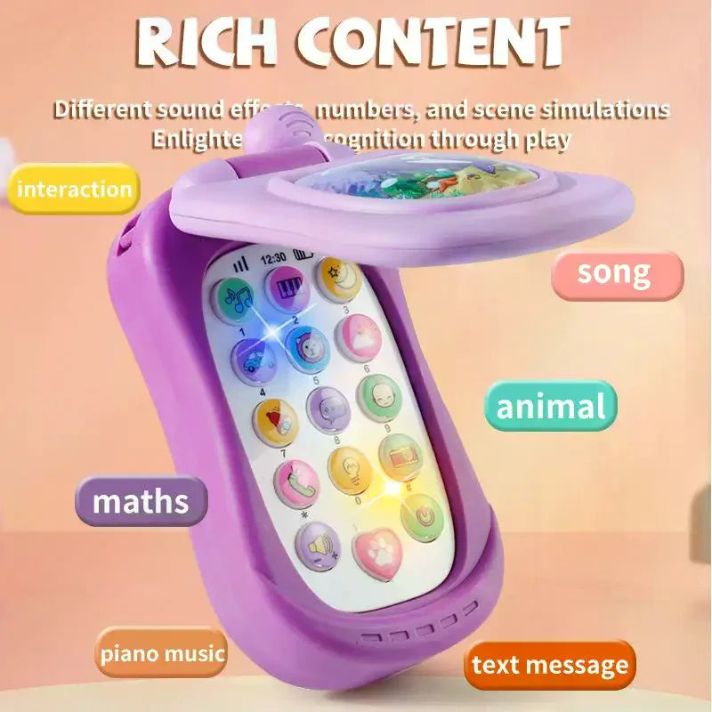 Animated Flip Phone Kids Early Learning Toy Educational Music Qme