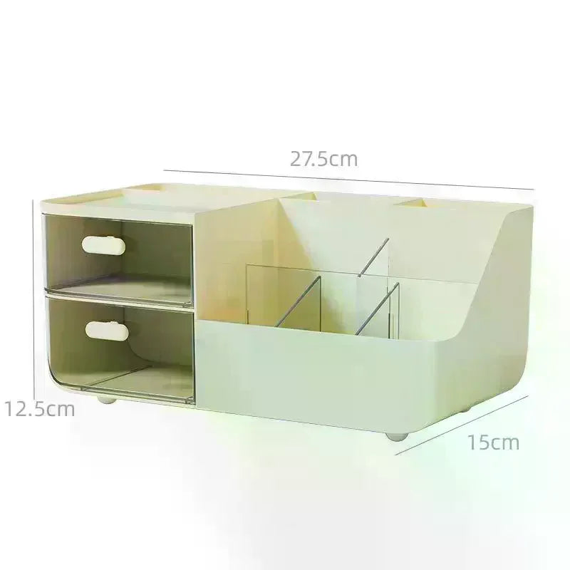 Large Capacity Multifunctional Desk Organizer With 2 Transparent Drawers, Desktop Office Supplies Storage Pen Holder For School Qme
