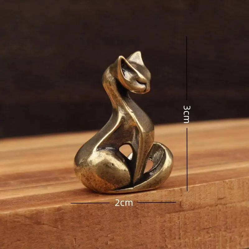 Brass Cat Figurine, Vintage Brass Sculpture, Desktop Craft, Small Ornament, Home/office Cat Statue, Home Decoration Qme 1pcs