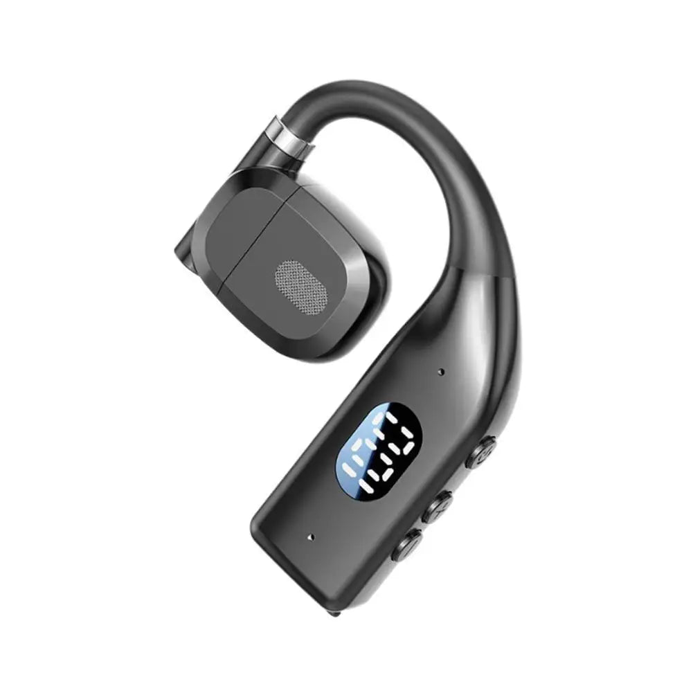 V5 4 Wireless Headphones Business Bluetooth Headset LED Digital Qme Black single