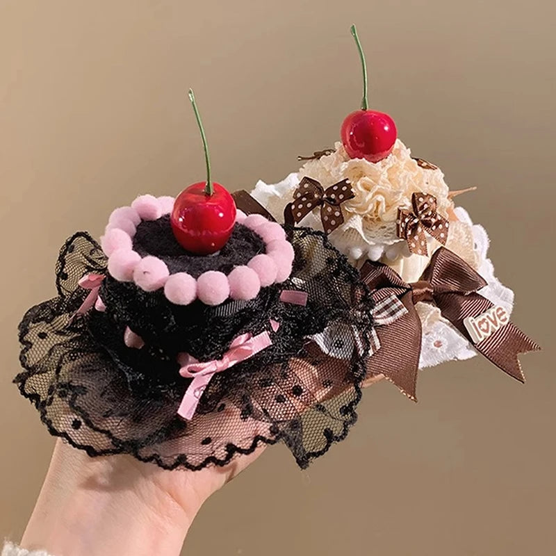 Lolita Lace Cake Hair Clip Cute Children Hairpins Headdress Qme