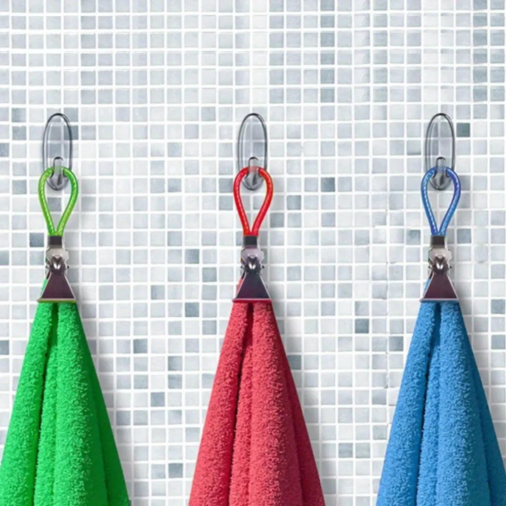 Metal Tea Towel Storage with Towel Hanging Ring, Multi-Color Kitchen Towel Hanging Clip Small Hook Clip Suitable for Bedrooms Qme