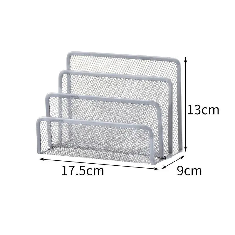 File Office Supplies Storage Rack Black Desktop Grid Metal Qme B