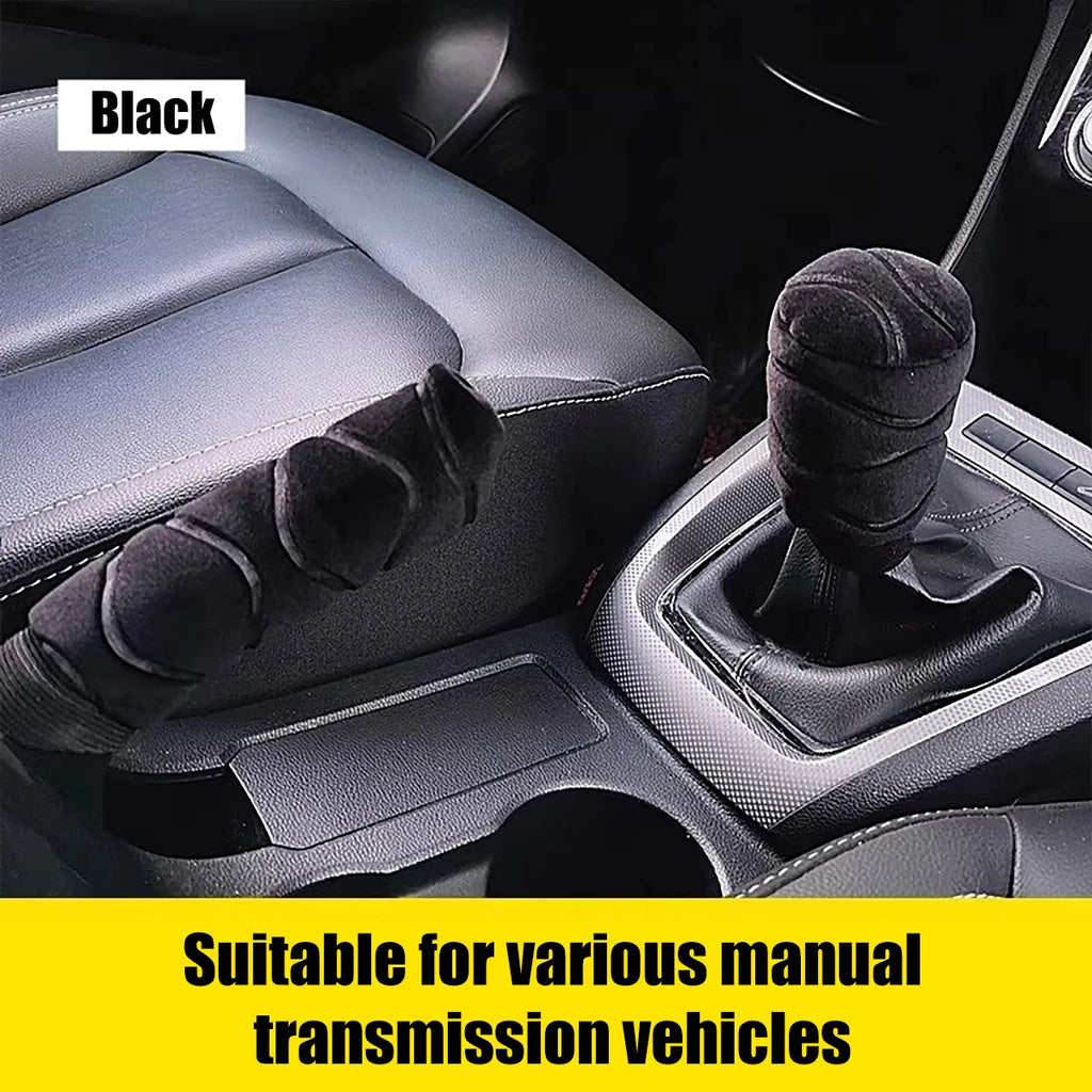 2-piece Car Gear Lever Plush Handbrake General Motors Interior Qme black