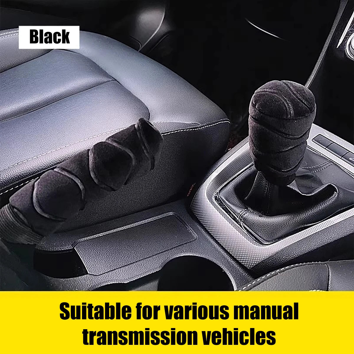 2-piece Car Gear Lever Plush Handbrake General Motors Interior Qme black