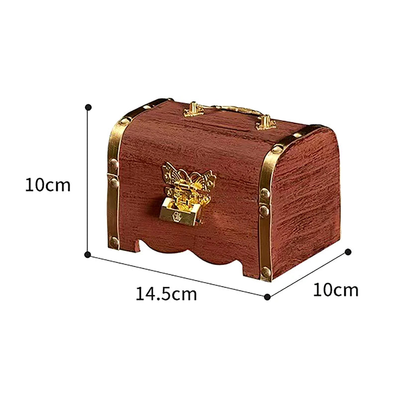 Saving Box Case Lock Home Retro Decoration Treasure Chest Vintage Qme