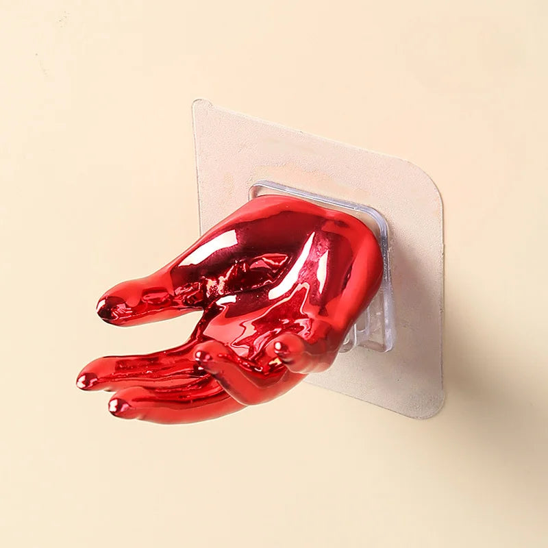 Creative Wall-mounted Display Rack For Storing Hair Accessories, Strong Adhesive Hooks For Hanging Without Drilling Holes Qme red
