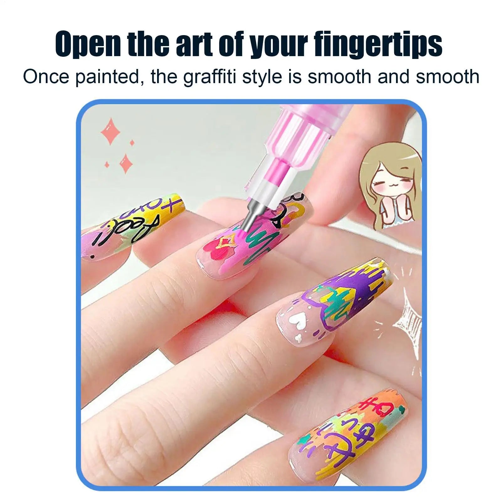 Nail Pens Nail Paint Pen 12 Colors Portable Tools Decoration Drawing for Kids Art Practice Salon Manicure Home Women Qme