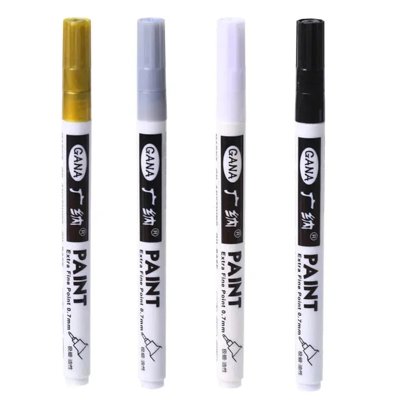 4Pcs/set High Quality Permanent Paint Markers Pen 0.7mm Fine Tip Waterproof, for Rock Painting, Wood, Metal, Canvas Qme 4Pcs Mix