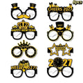 2027 Happy New Year Party Paper Glasses 8pcs Black Gold Glitter For New Years Eve Gatherings Photo Booth Props Qme A2