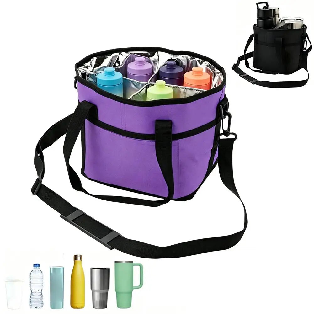 Bottle Carrier Bag Car Drink Multiple Tumbler Caddy Large Capacity Qme Dark purple