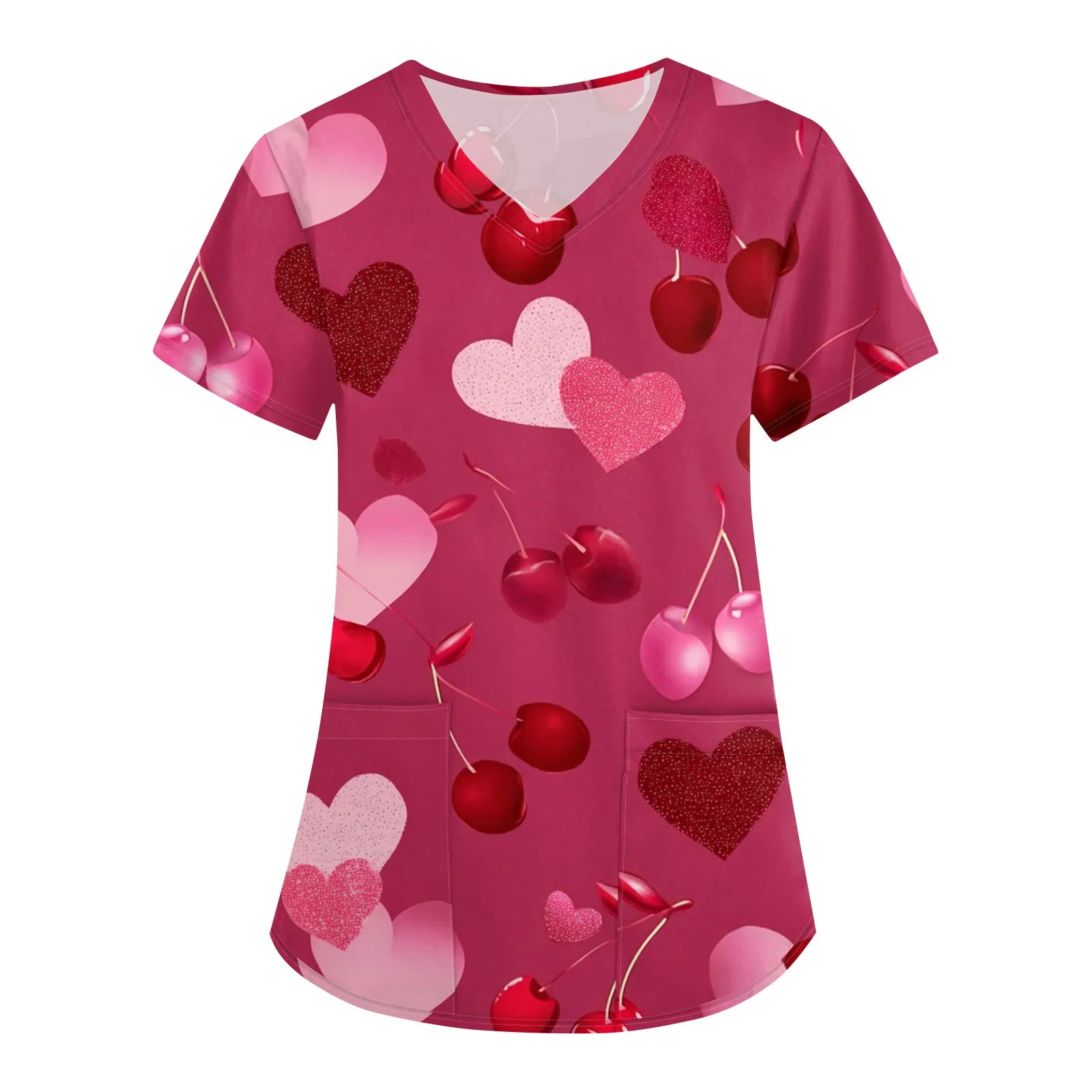 Summer Short Sleeve Medical Scrubs Clothes Pharmacy Beauty Salon Workwear Nurse Uniform Hospital Doctor Dental Surgery Work Top Qme Light pink XL