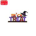Halloween 2D Wooden Sign – “TRICK OR TREAT” with Witch Hat, Candle & Skeleton Hand. Spooky Season, Party, or Home Display Qme YXZH0401