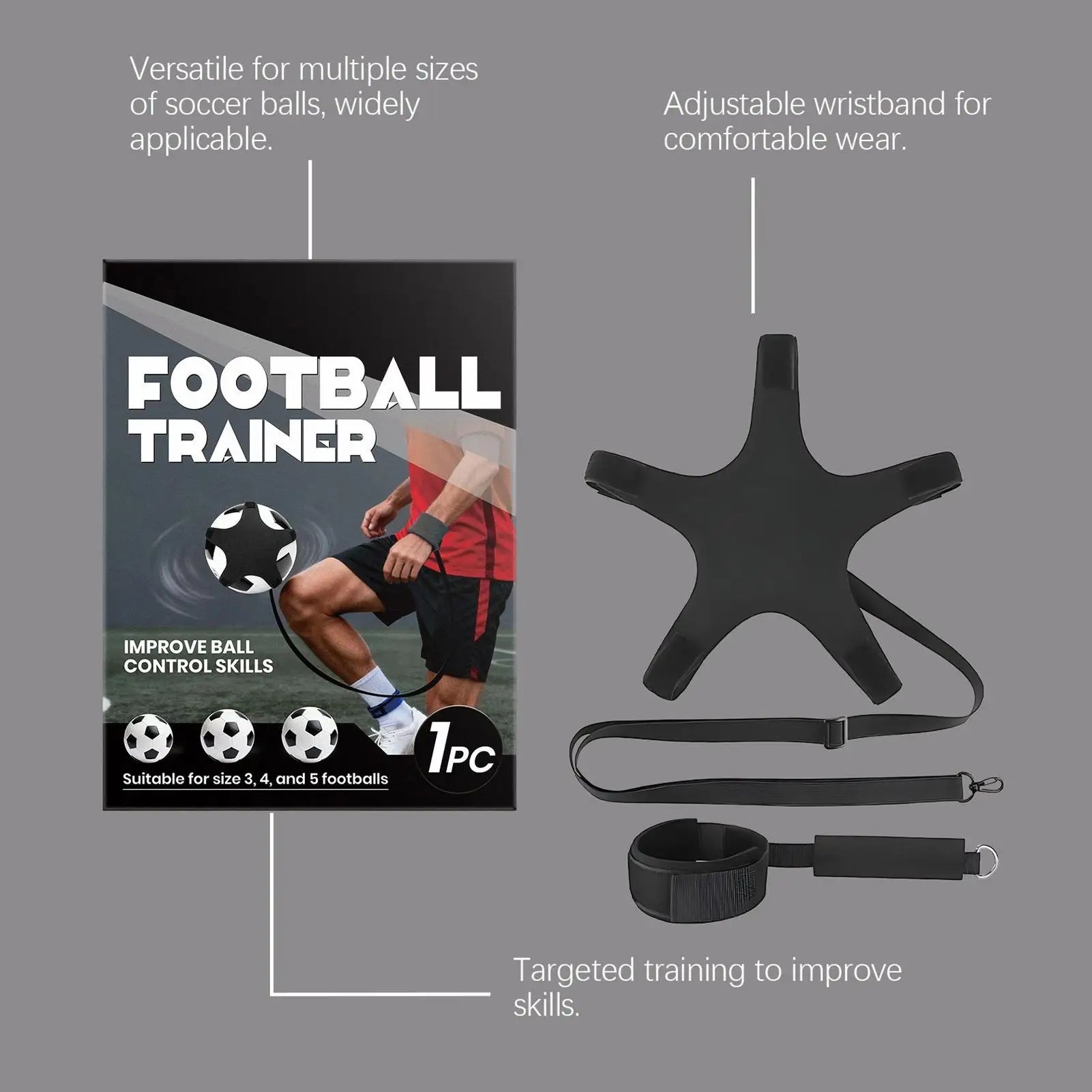 Soccer Kick Trainer Practice Gear with String Adjustable Wristband Practice Training Aid for Boys Girls Indoor Backyard School Qme