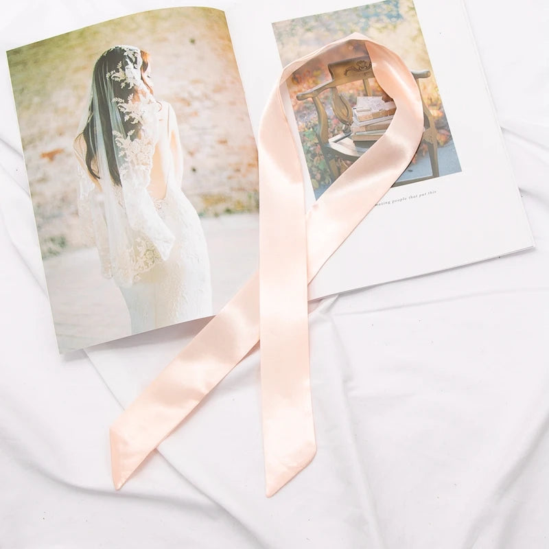 Long Bag Scarf Women Hair Band Lady Accessories Solid Skinny Scarves