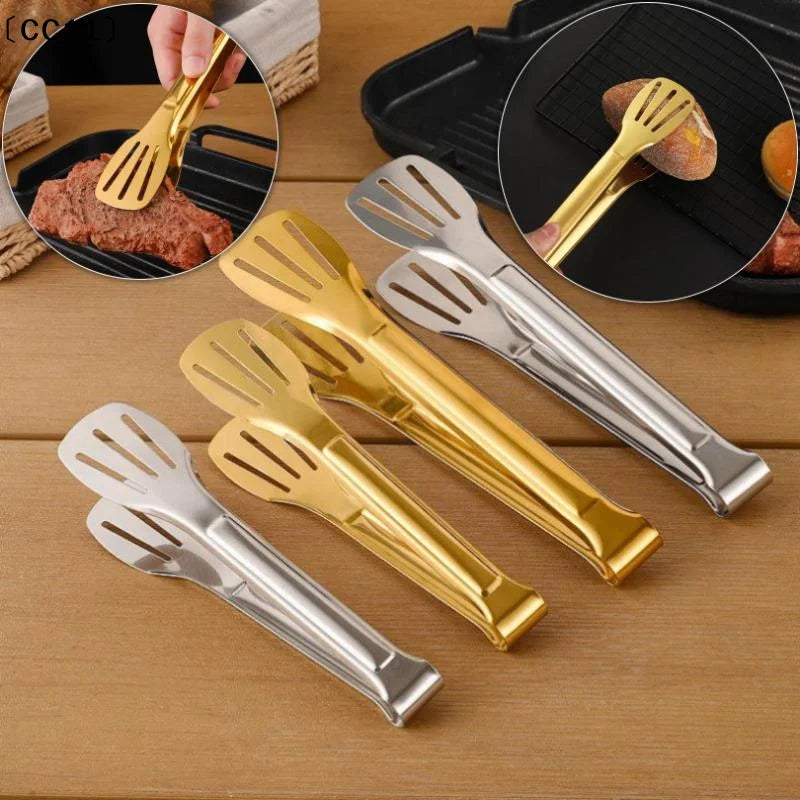 Stainless Steel Food Tongs Barbecue Meat Salad Steak Serving Clip Qme