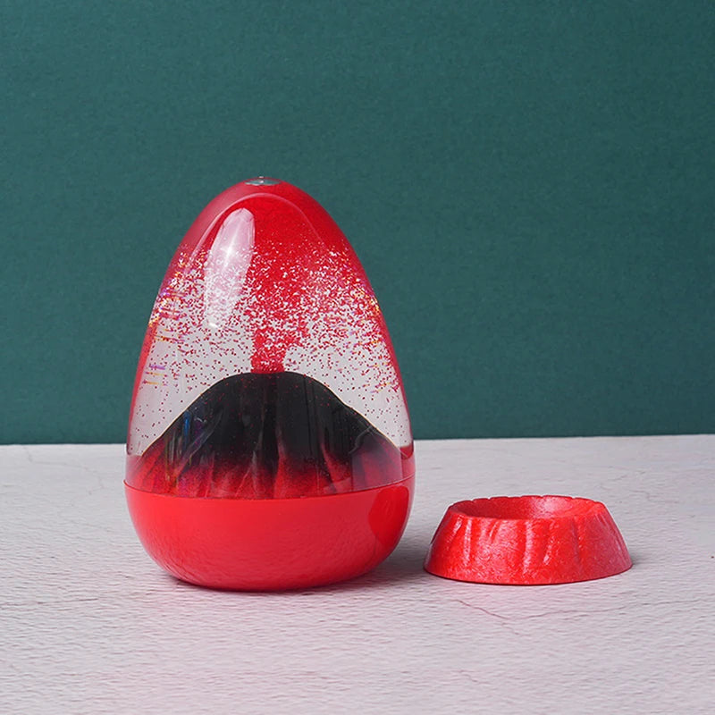 Eggshell Volcanic Eruption, Floating Sand Volcanic Eruption Ornament, Acrylic Crystal Liquid Hourglass Timer Ornament. Qme B