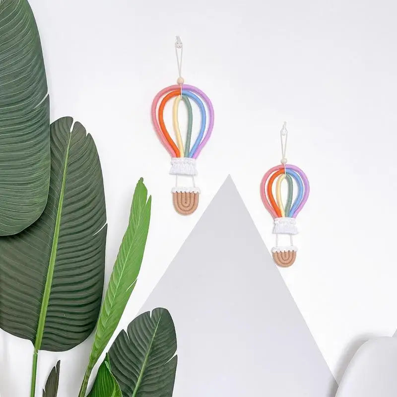 Rainbow Wall Pendant Air Balloon Hanging Tassels Woven Handmade Boho Qme