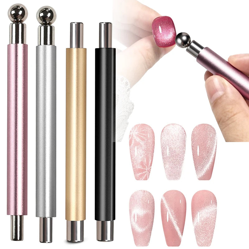 Strong magnetic Long Double Head Nail Magnet Tool Pens Magnetic Cat Eye Gel Polish Nail Art Kit for DIY Salon Studio Or Home Use Qme