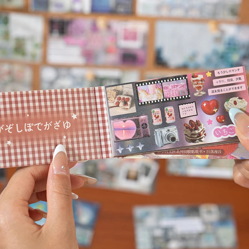30 sheets Cute Die-cut Flash Korean Stationery Sticker Book DIY Scrapbook Aesthetic Stickers Decoration Collage Journal supplies Qme