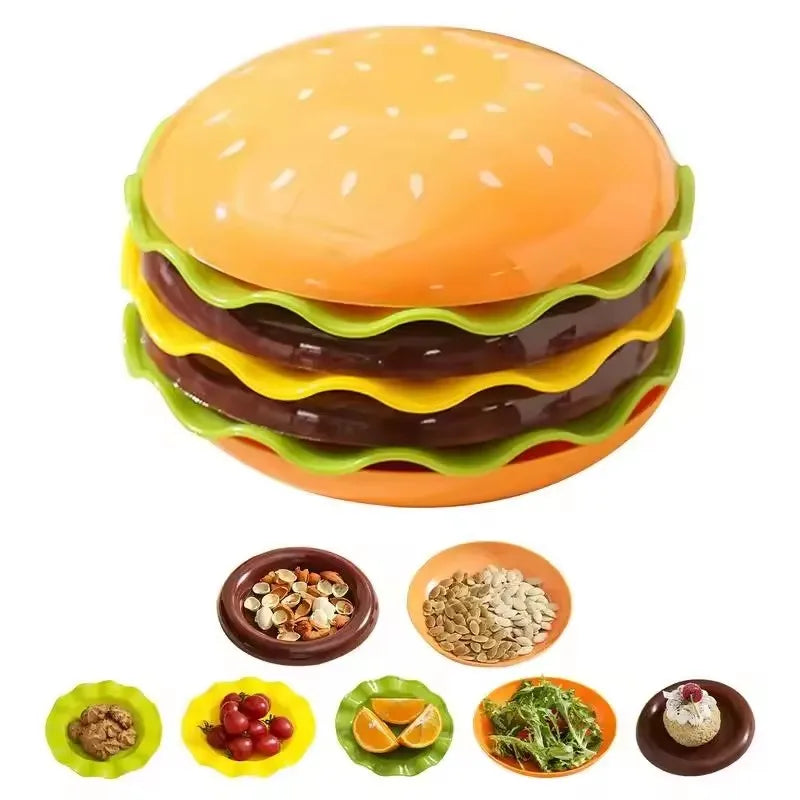 Stackable Hamburger Plate Set Mini Dinner Plate Funny Sauce Containers Seasoning Bowls Sauce Bowls Table Decor Qme
