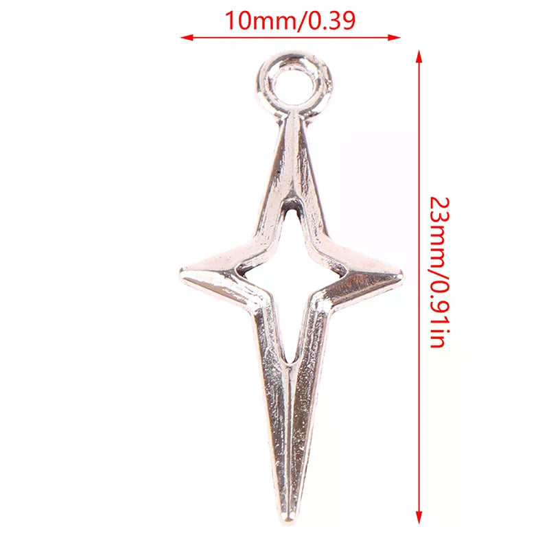 40pcs 23x10mm Antique Silver Color Openwork Star Charms For Jewelry Making Diy Accessories Qme