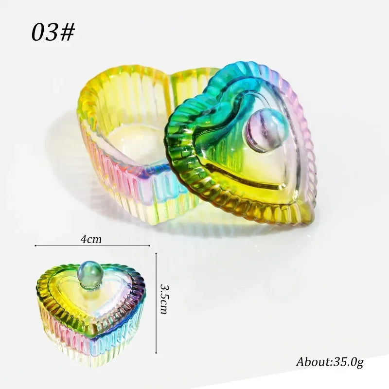Acrylic Powder Liquid Crystal Glass Cup Aurora Colorful Cup Nail Brush Washing Mug Nail Art Tools Liquid Powders for Mixing Bowl Qme colorful love 03