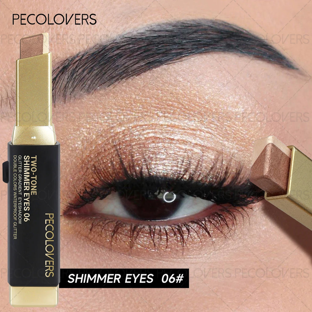 Two Shades Glitter Eyeshadow Stick Pigmentation 6 Option Gradient Qme 06