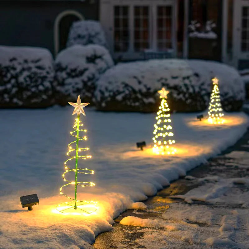 Christmas Solar Light LED Luminous Christmas Tree Ornament Outdoor Waterproof Decorative Lamp String Festival Garden Decorations Qme