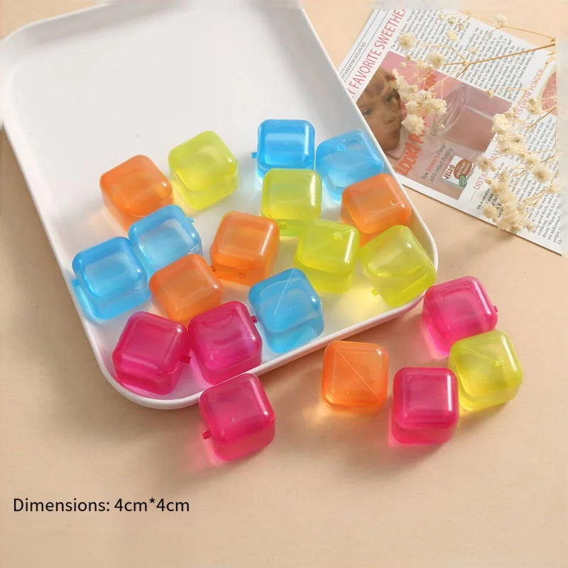 Reusable Ice Cubes for Drinks Multi Color Plastic Drink Chillers Freezer Cubes for Cocktails Whiskey Soda Juice Qme Colored squares 12pcs
