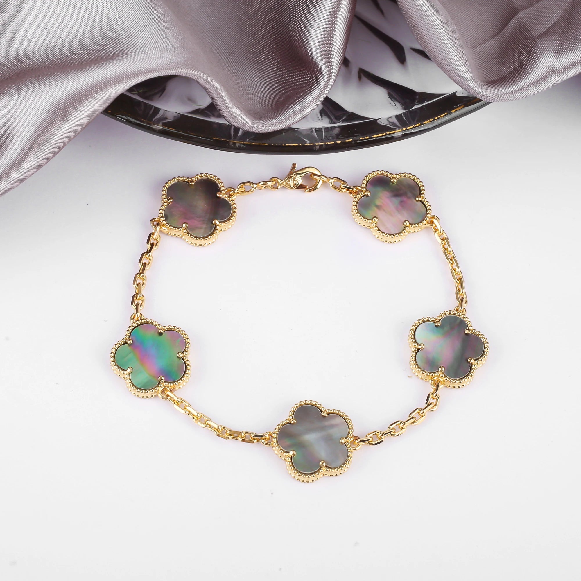 INS Selling Natural Stone Five Leaf Flower Bracelet Necklace Jewelry
