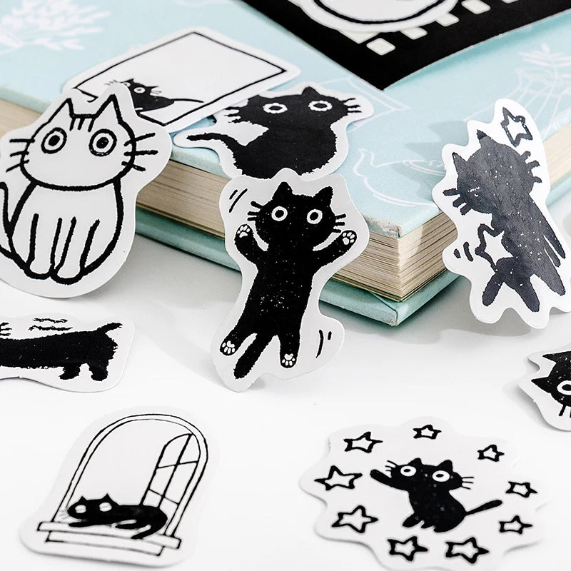 Mr. Paper 45Pcs/box Cute Cat Theme Box-Packed Stickers Handbook DIY Material Decoration Kawaii Stickers Korean Stationery Qme