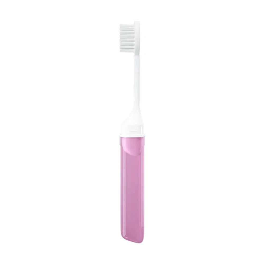 Travel Toothbrush Set , 1PC, Soft Portable Toothbrushes with Tooth Brush Cover Small Folding Toothbrushes Individually Wrapped Qme 1PC Pink