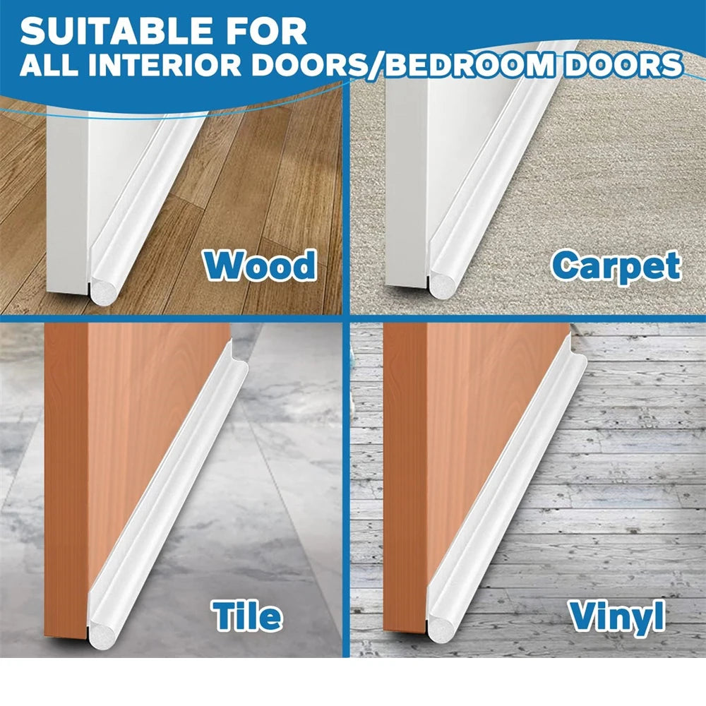 1-4pcs Self Adhesive Door Bottom Weatherstrip Sound Insulation Flexible Windproof Under Door Draft Rubber Foam Seal Strip Qme