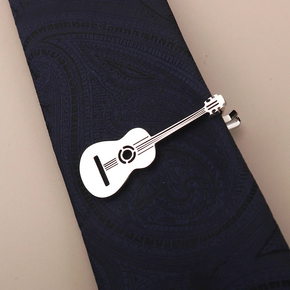 Treble Clef Guitar Tie Clip Titanium Steel Punk Music Note Pin Qme Style 18