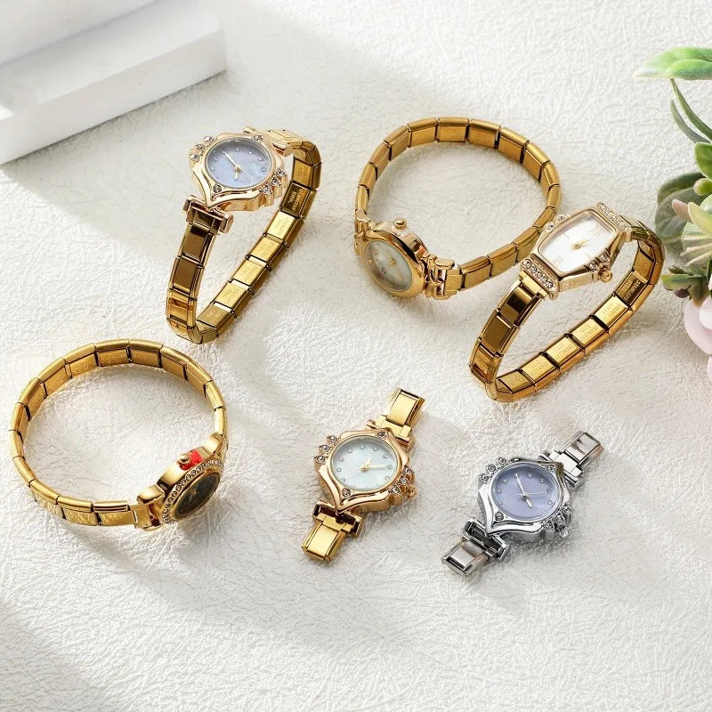 2025New Fit 9MM Width Italian Charm Square Zircon Elastic Watch High Quality Bracelets Bangle for Party Birthday Daily DIY Gifts Qme