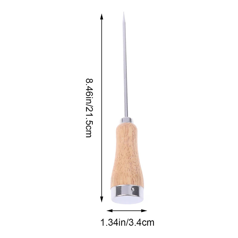 Ice Pick Icing Breaker Wooden Handle Stainless Steel Punch Crusher Qme