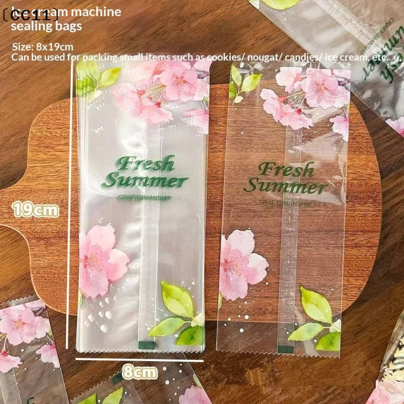 Cherry Blossoms Printed Ice Cream Packaging Bag Heat Sealable Qme