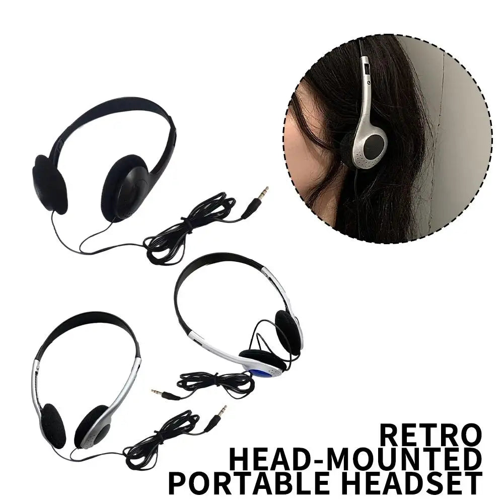 INS Personality Headphones Retro Nostalgic Headset MP3 Black Fashion Style Headset Over Ear CD Photo Props Wired Earphones Qme