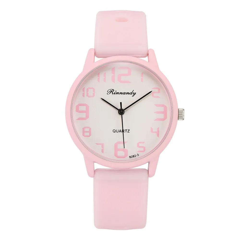 Reloj Mujer Fashion Women Silicone Quartz Watch Ladies Clock Trend Students White Jelly Watches Gifts for Girls Relogio Feminino Qme Pink