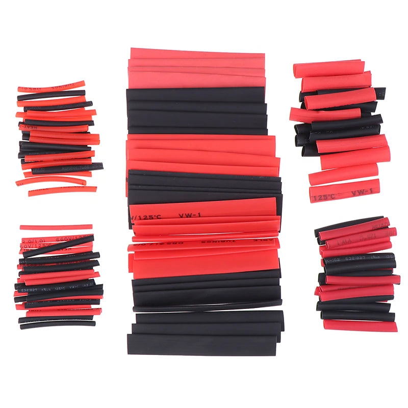 127Pcs Weatherproof heat shrink sleeving tubing tube assortment kit black glue. Qme